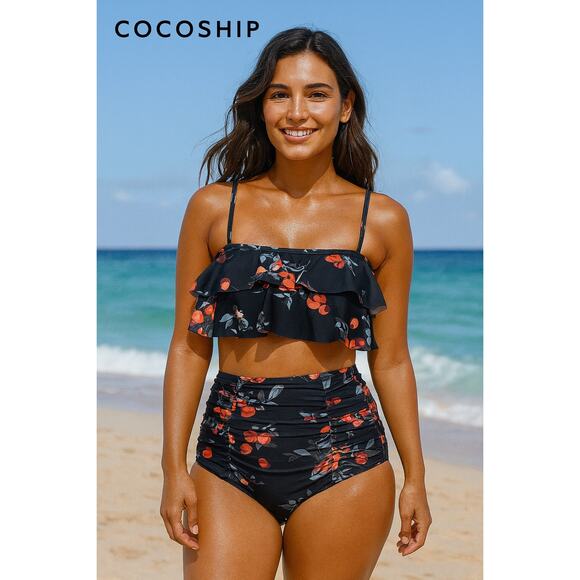 Beautiful Cocoship High Waist Tummy Control Swimsuit Sz. 8 - Picture 1 of 5